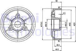 Delphi BF267 - Тормозной барабан avtokuzovplus.com.ua