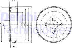 Delphi BF411 - Тормозной барабан avtokuzovplus.com.ua