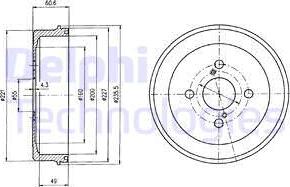 Delphi BF412 - Тормозной барабан avtokuzovplus.com.ua