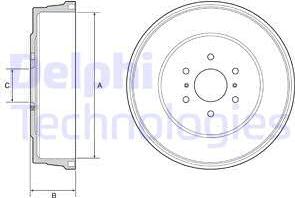 Delphi BF557 - Тормозной барабан avtokuzovplus.com.ua