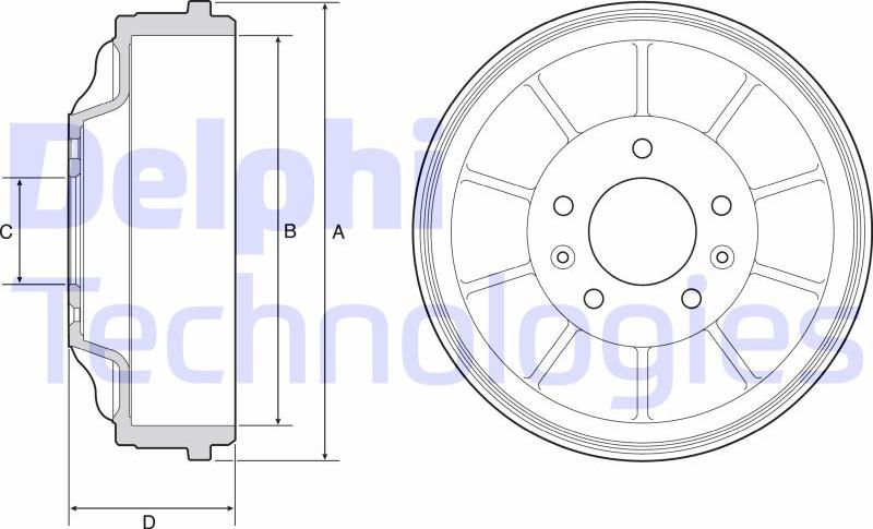 Delphi BF562 - Гальмівний барабан autocars.com.ua