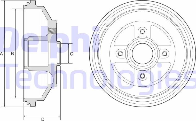 Delphi BF571 - Гальмівний барабан autocars.com.ua