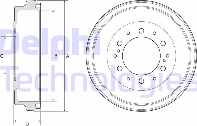 Delphi BF590 - Тормозной барабан avtokuzovplus.com.ua