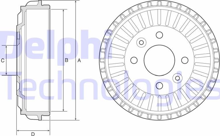 Delphi BF594 - Гальмівний барабан autocars.com.ua