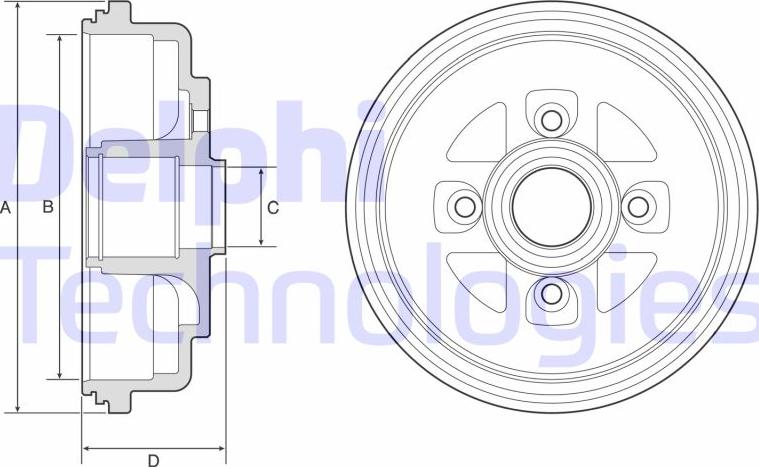 Delphi BF607 - Гальмівний барабан autocars.com.ua