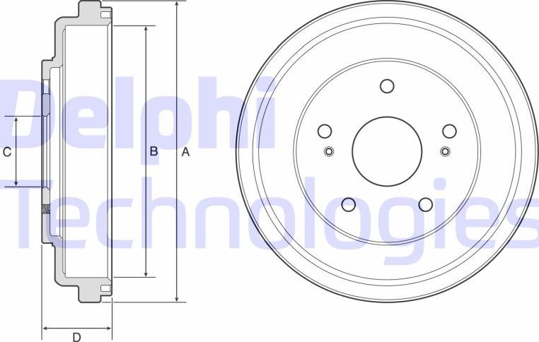 Delphi BF609 - Тормозной барабан avtokuzovplus.com.ua