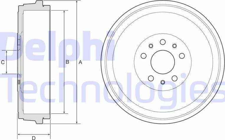 Delphi BF629 - Тормозной барабан avtokuzovplus.com.ua