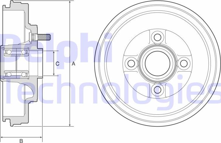 Delphi BFR589 - Гальмівний барабан autocars.com.ua