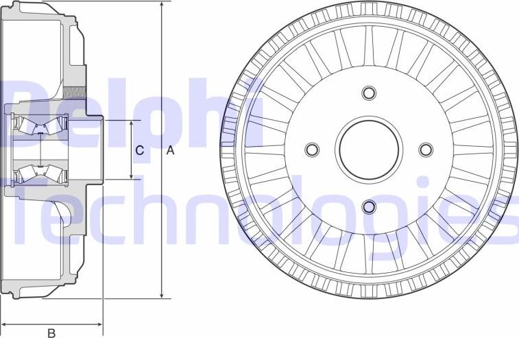 Delphi BFR768 - Тормозной барабан avtokuzovplus.com.ua