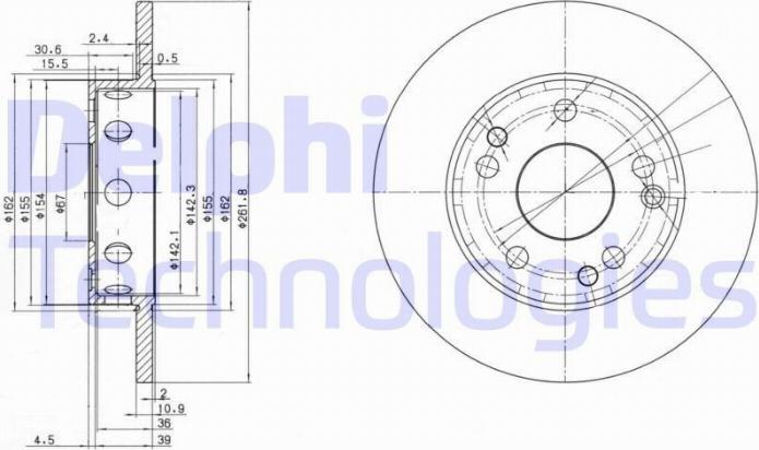 Delphi BG2298 - Гальмівний диск autocars.com.ua