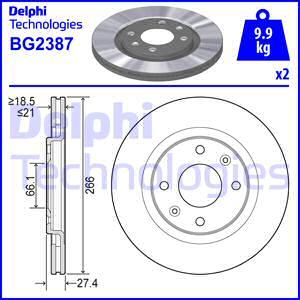 Delphi BG2387 - Гальмівний диск autocars.com.ua