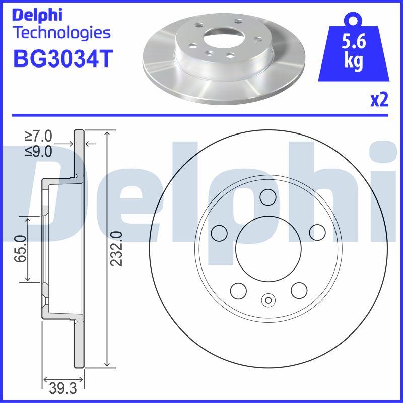 Delphi BG3034T - Тормозной диск avtokuzovplus.com.ua
