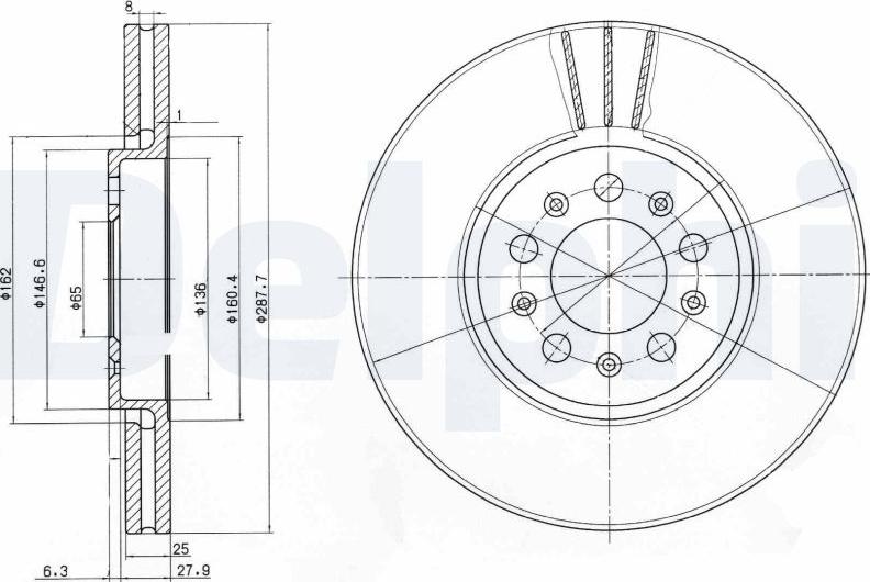 Delphi BG3035C18B1 - Тормозной диск autodnr.net