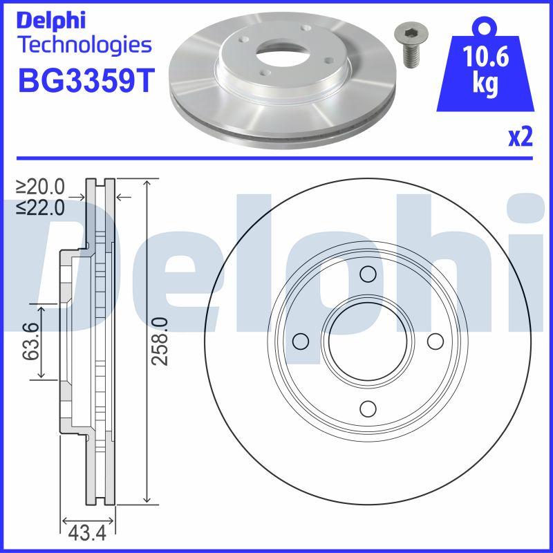 Delphi BG3359T - Тормозной диск avtokuzovplus.com.ua