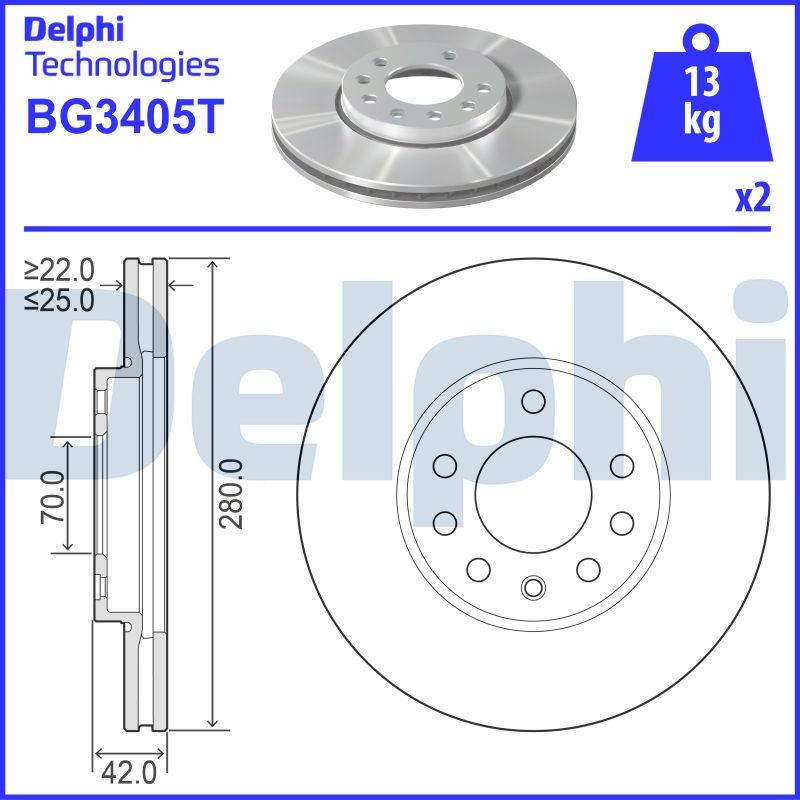 Delphi BG3405T - Гальмівний диск autocars.com.ua