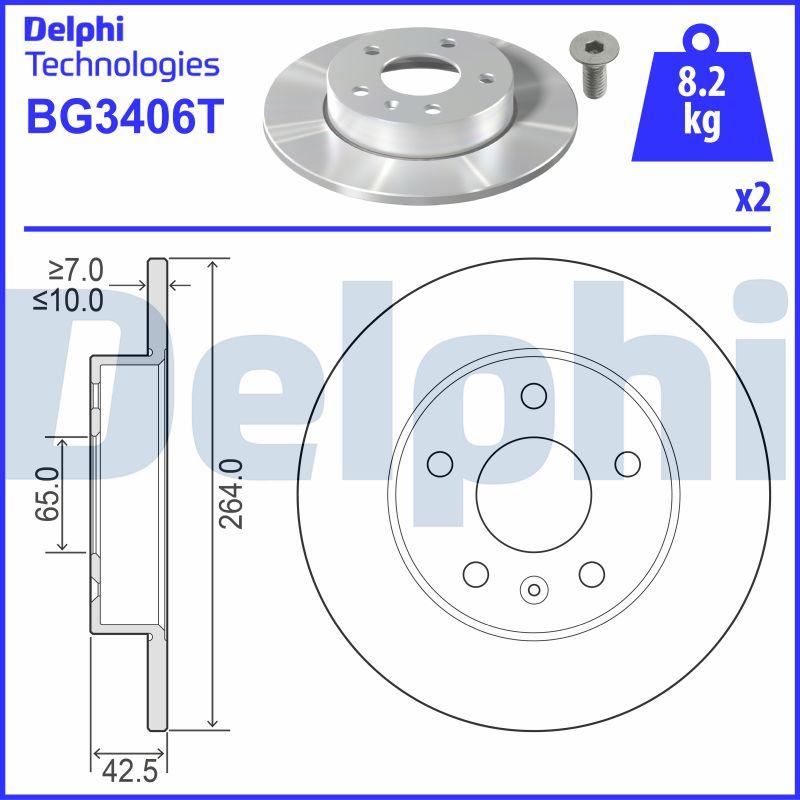 Delphi BG3406T - Гальмівний диск autocars.com.ua