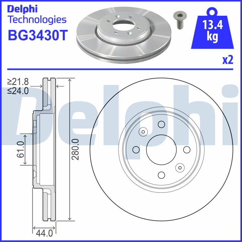 Delphi BG3430T - Гальмівний диск autocars.com.ua