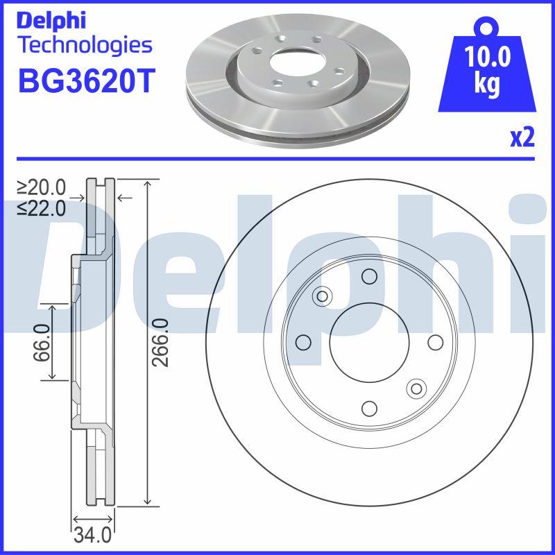 Delphi BG3620T - Тормозной диск avtokuzovplus.com.ua