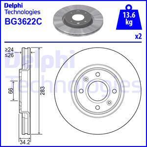 Delphi BG3622 - Тормозной диск avtokuzovplus.com.ua