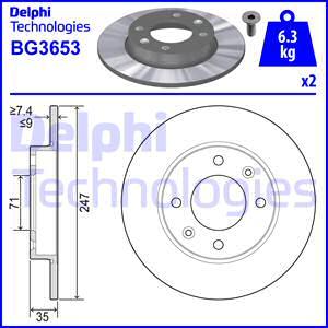 Delphi BG3653 - Тормозной диск avtokuzovplus.com.ua