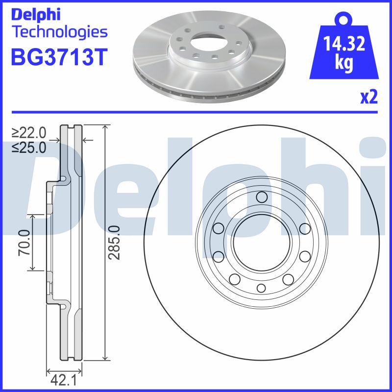 Delphi BG3713T - Тормозной диск avtokuzovplus.com.ua