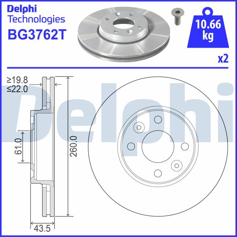 Delphi BG3762T - Тормозной диск autodnr.net