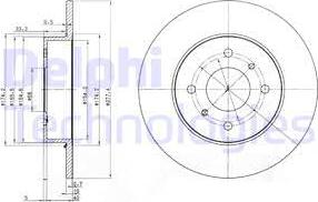 Delphi BG3764 - Тормозной диск avtokuzovplus.com.ua