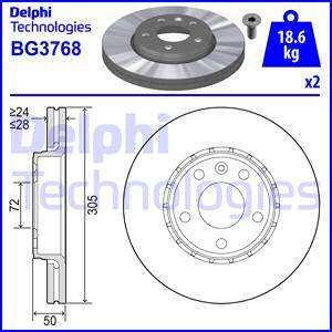 Delphi BG3768 - Гальмівний диск autocars.com.ua