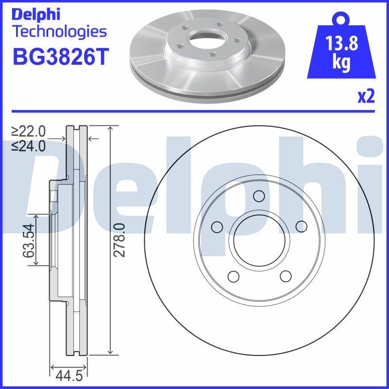 Delphi BG3826T - Тормозной диск avtokuzovplus.com.ua