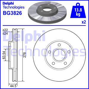 Delphi BG3826 - Тормозной диск avtokuzovplus.com.ua