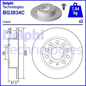 Delphi BG3834C - Гальмівний диск autocars.com.ua