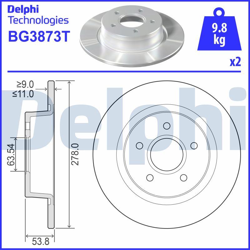 Delphi BG3873T - Тормозной диск avtokuzovplus.com.ua