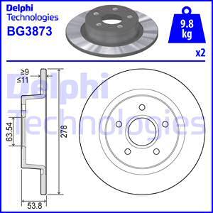 Delphi BG3873 - Гальмівний диск autocars.com.ua