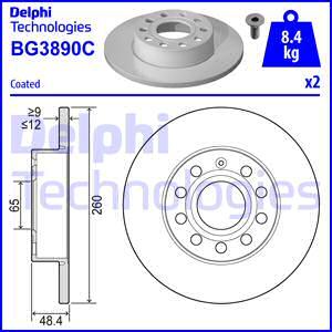 Delphi BG3890-C - Гальмівний диск autocars.com.ua