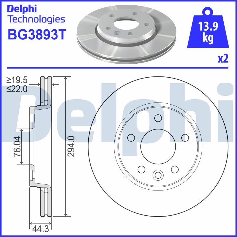 Delphi BG3893T - Тормозной диск avtokuzovplus.com.ua