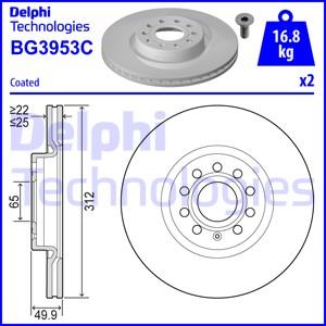 Delphi BG3953C-18B1 - Гальмівний диск autocars.com.ua