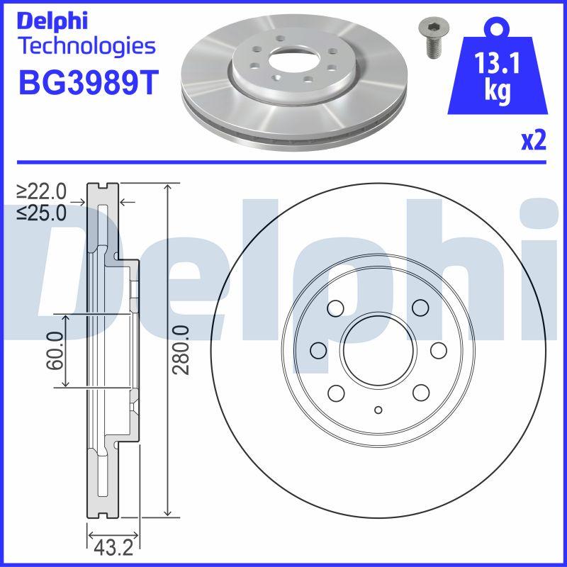 Delphi BG3989T - Гальмівний диск autocars.com.ua