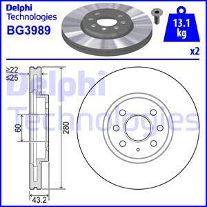 Delphi BG3989 - Гальмівний диск autocars.com.ua