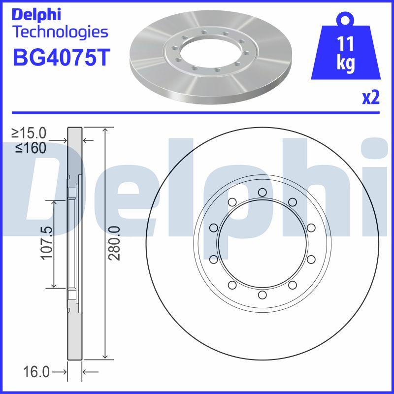 Delphi BG4075T - Гальмівний диск autocars.com.ua