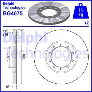 Delphi BG4075 - Гальмівний диск autocars.com.ua