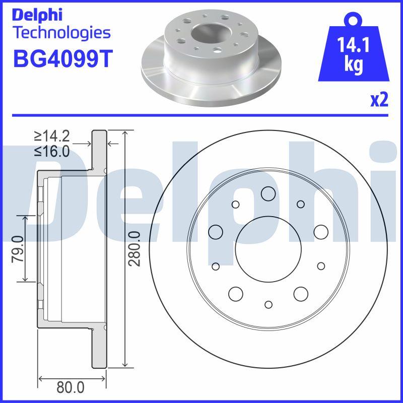 Delphi BG4099T - Тормозной диск autodnr.net