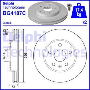 Delphi BG4187-C - Гальмівний диск autocars.com.ua