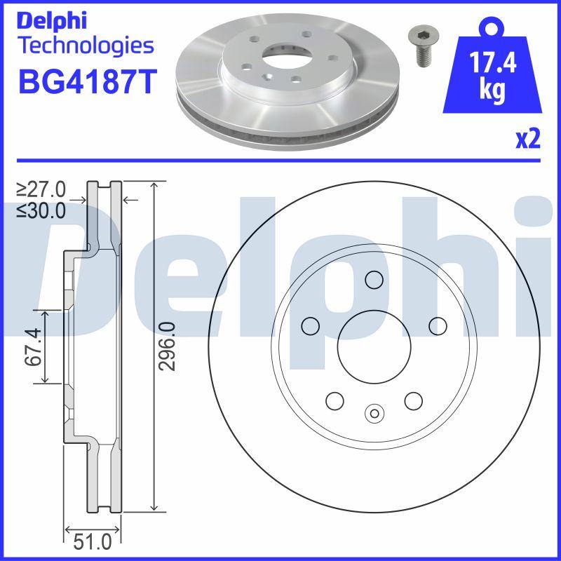 Delphi BG4187T - Гальмівний диск autocars.com.ua