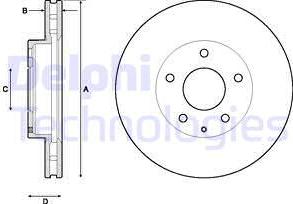 Delphi BG4712C-18B1 - Гальмівний диск autocars.com.ua