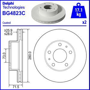 Delphi BG4823C - Гальмівний диск autocars.com.ua