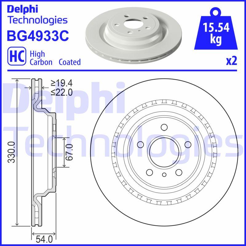 Delphi BG4933C - Гальмівний диск autocars.com.ua