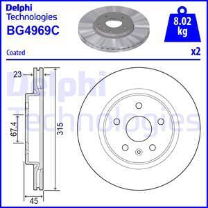 Delphi BG4969C - Гальмівний диск autocars.com.ua