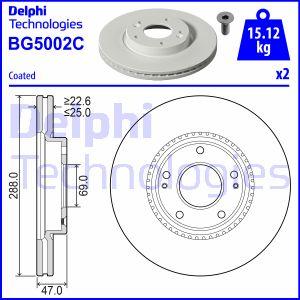 Delphi BG5002C - Гальмівний диск autocars.com.ua