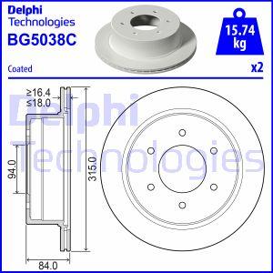 Delphi BG5038C - Гальмівний диск autocars.com.ua