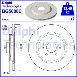 Delphi BG5080C - Гальмівний диск autocars.com.ua